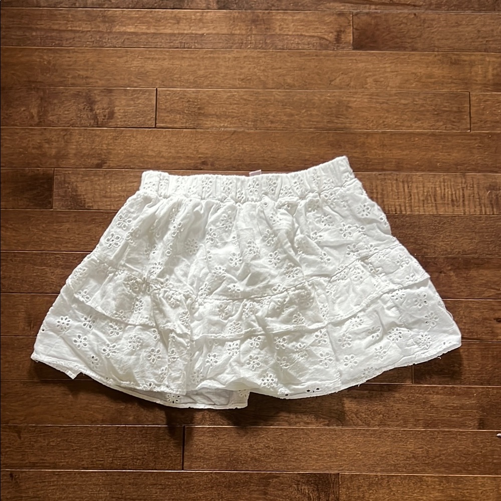 Girls White Eyelet Skirt